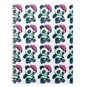 Carnet Panda bébé mignonne avec mohawk Panda de patinag