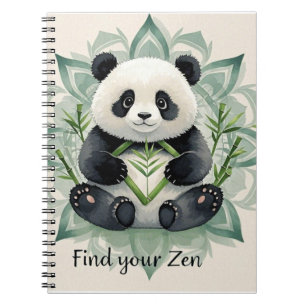 Carnet Panda Chubby assis dans une pose de lotus Zen