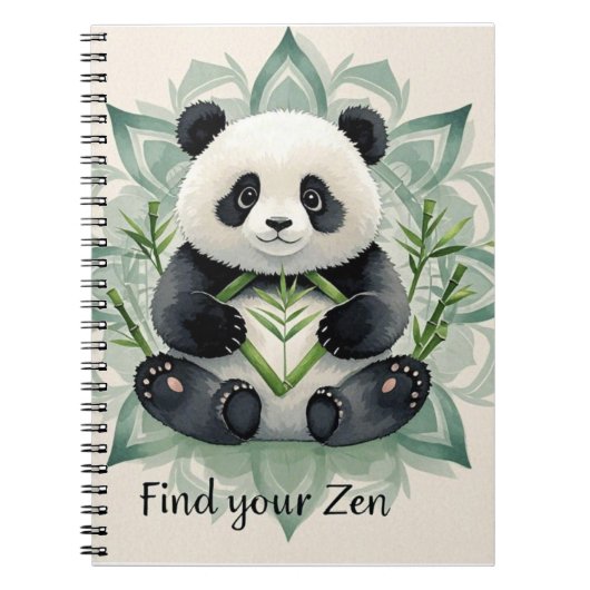 Carnet Panda Chubby assis dans une pose de lotus Zen (Devant)