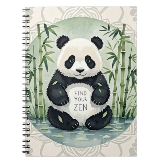 Carnet Panda Chubby de grande taille assise dans une pose (Devant)