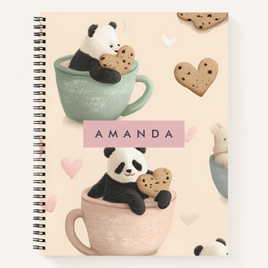 Carnet Panda Cute personnalisée et Motif d'ours (Devant)