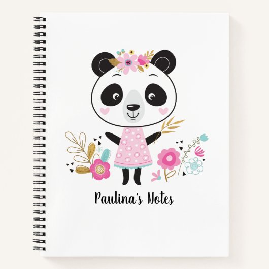 Carnet Panda fille mignonne personnalisée (Devant)
