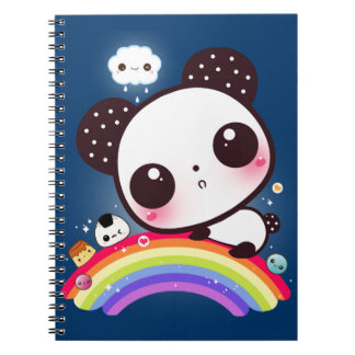 Carnet Panda mignon avec la nourriture de kawaii sur