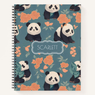 Carnet Panda Retro Coloré Motif personnalisé