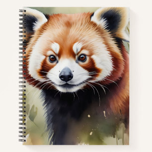 Carnet Panda rouge dans une aquarelle délicate