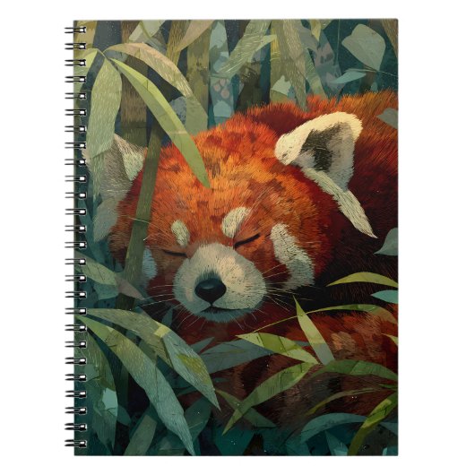 Carnet Panda Rouge dormant Lush Bamboo Art (Devant)