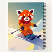 Carnet panda rouge mignon dans une tenue de snowboard col (Dos)
