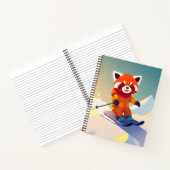 Carnet panda rouge mignon dans une tenue de snowboard col (Intérieur)