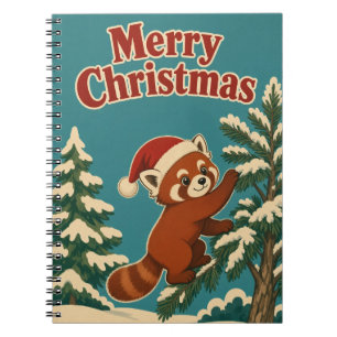 Carnet Panda roux bord de pin Noël