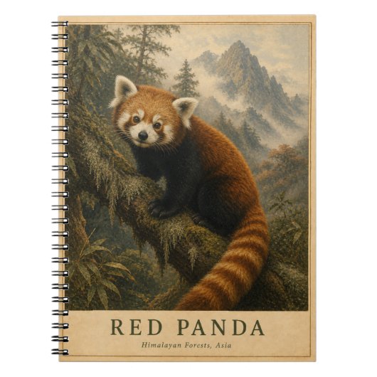 Carnet Panda roux forêt himalayenne VINTAGE (Devant)