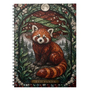 Carnet Panda roux Montagne Forest Illumina Vitrail