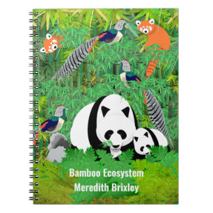Carnet Pandas Lady Amherst's Pheasants Rouge Pandas Bambo