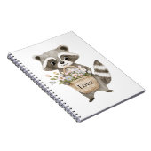 Carnet Panier de fleurs de raton laveur mignon (Côté Droit)