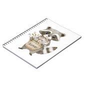 Carnet Panier de fleurs de raton laveur mignon (Côté gauche)