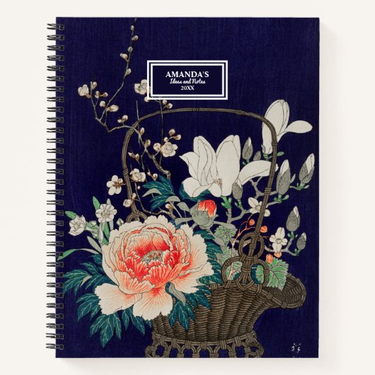 Carnet Panier de fleurs en bambou Ohara Koson Illustratio (Devant)