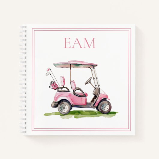Carnet Panier de golf rose Preppy Monogramme (Devant)