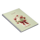 Carnet Panier de tulipes fleurs rouges et blanches (Côté Droit)