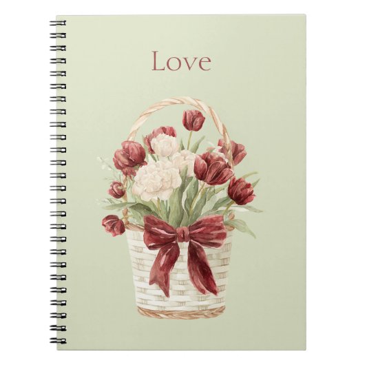 Carnet Panier de tulipes fleurs rouges et blanches (Devant)