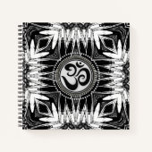 Carnet Panneau Batik Om noir et blanc Mandala Nouvel Âge (Devant)