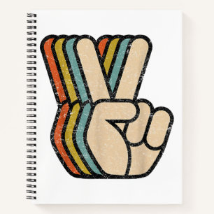 Carnet Panneau de Paix Rétro V Doigts Vintage 60s les ann