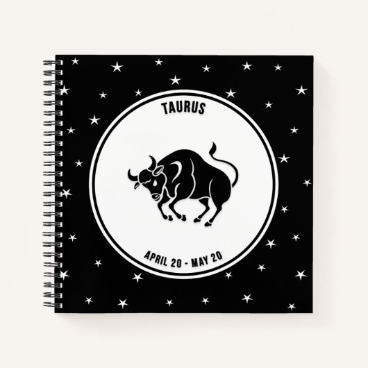 Carnet Panneau Taurus Zodiac, Noir & Blanc (Devant)
