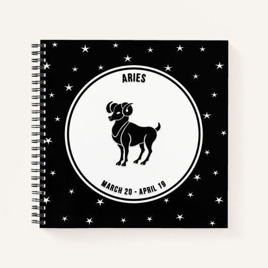 Carnet Panneau Zodiac Aries, Noir & Blanc (Devant)