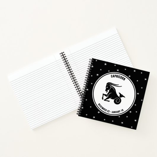 Carnet Panneau Zodiac Capricorne, Noir & Blanc (Intérieur)