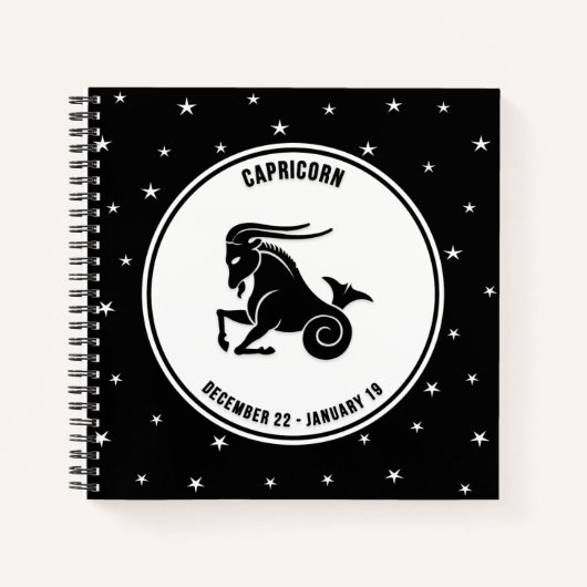 Carnet Panneau Zodiac Capricorne, Noir & Blanc (Devant)