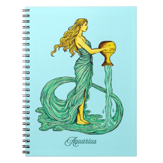 Carnet Panneau Zodiaque Aquarius, Femme avec eau (Devant)