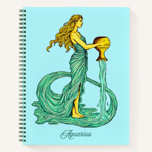 Carnet Panneau Zodiaque Aquarius, Femme avec eau (Devant)