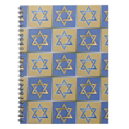 Carnet Panneaux bleus d'art d'étoile de David d'or (Devant)