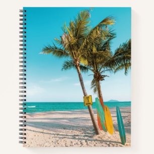 Carnet Panneaux de surf sur la plage lancer oreiller