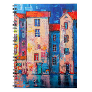 Carnet Panorama de rue avec maisons colorées. Impression