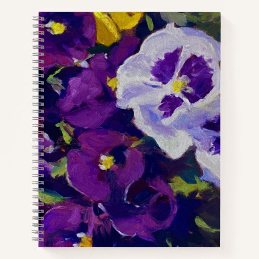 Carnet Pansies blanches violettes et violettes (Devant)