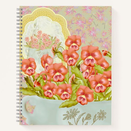 Carnet Pansies dans un bol (Devant)