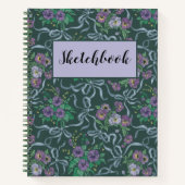 Carnet Pansies violettes de style victorien Rubans Dessin (Devant)