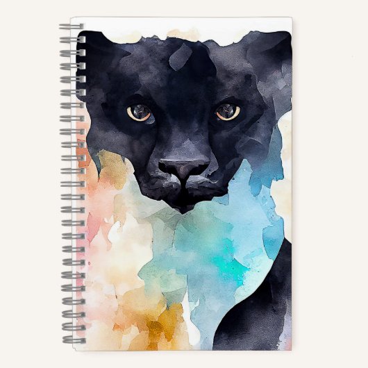 Carnet Panther Black Wild Animal Nature Aquarelle Art (Recto)