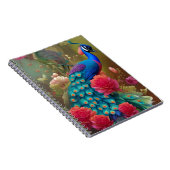 Carnet Paon bleu dans le jardin de roses roses (Côté Droit)