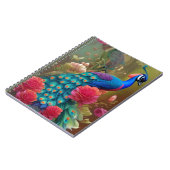 Carnet Paon bleu dans le jardin de roses roses (Côté gauche)