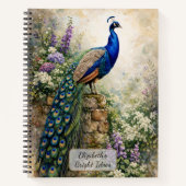 Carnet Paon dans un jardin fleuri (Devant)