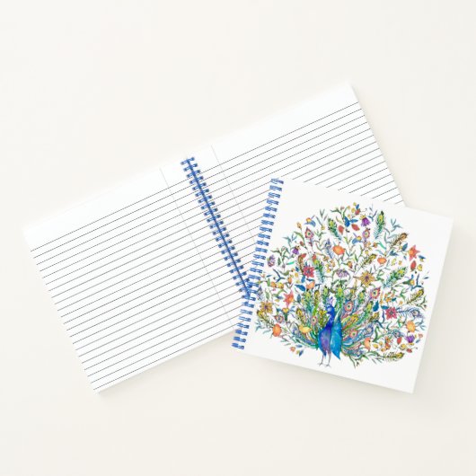 Carnet Paon floral aquarelle (Intérieur)