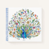 Carnet Paon floral aquarelle (Devant)