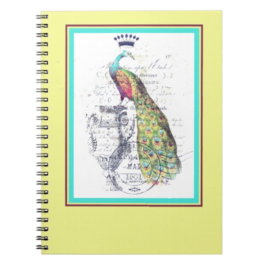 Carnet paon royal vintage (Devant)