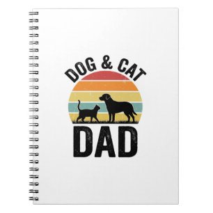 Carnet Papa Chien et Chat Vintage T-Shirt pour Amoureux d