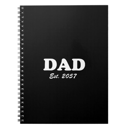 Carnet Papa Custom Est date moderne typographie noir (Devant)