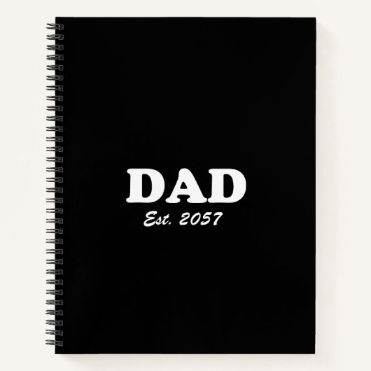 Carnet Papa Custom Est date moderne typographie noir (Devant)