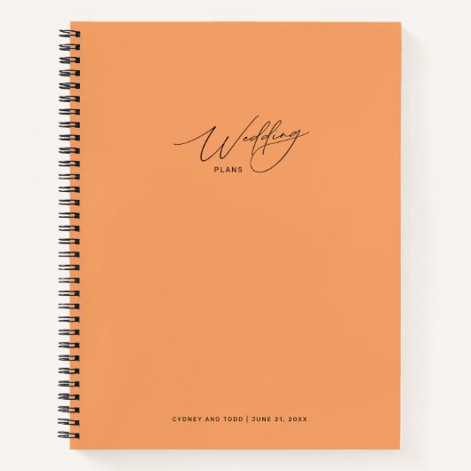 Carnet Papaya Orange Mariage Plans (Devant)