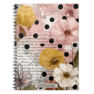 Carnet Papeterie Florale Aquarelle Vintage à Points (2)