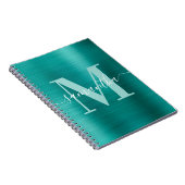 Carnet Papier à lettres Monogramme Aqua Sarcelle Brillant (Côté Droit)