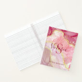 Carnet Papier à lettres monogramme géode marbre doré rose (Intérieur)